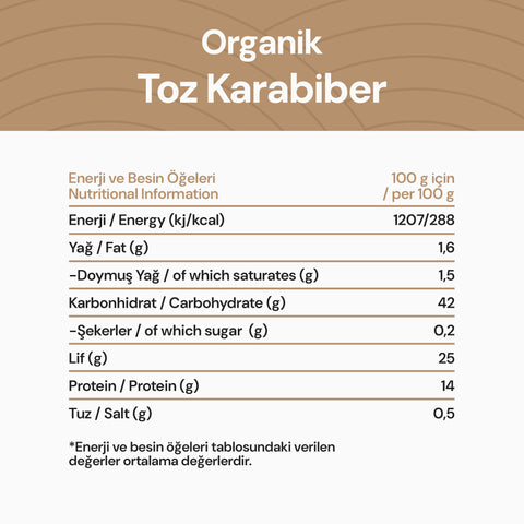 Organik Toz Karabiber 50 gr