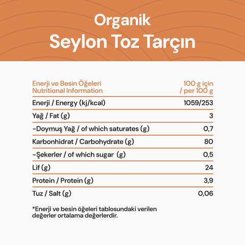 Organik Seylon Toz Tarçın 40 gr
