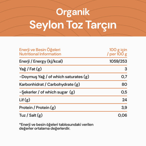 Organik Seylon Toz Tarçın 40 gr