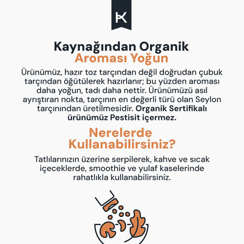 Organik Seylon Toz Tarçın 40 gr