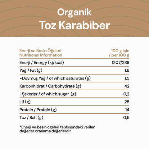 Organik Toz Karabiber 50 gr